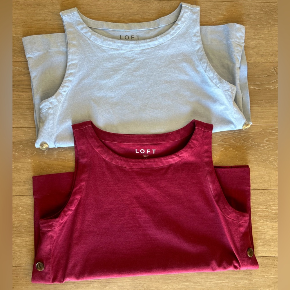 LOFT Tank Top Duo in White and Berry